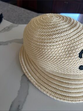Beige Woven Bucket Hat